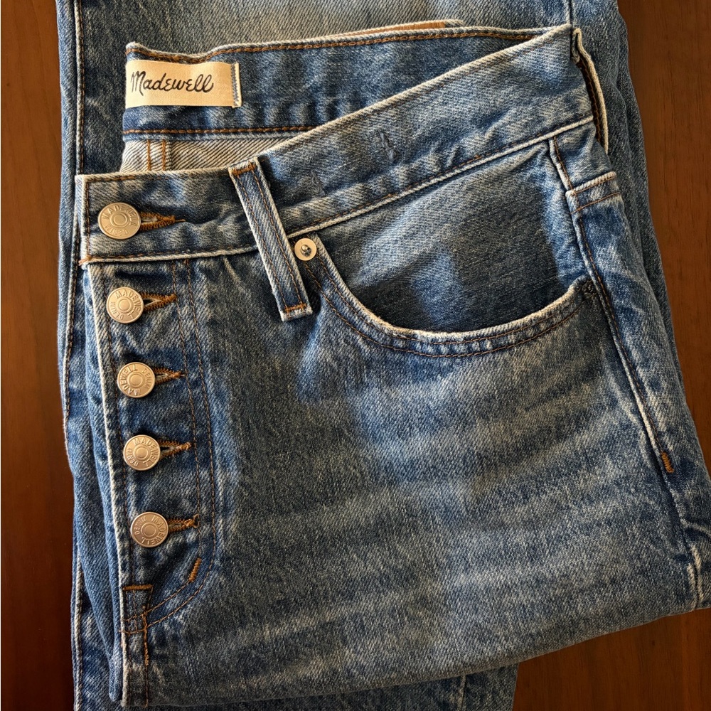 Madewell Perfect Vintage Straight Blue Jeans with button fly